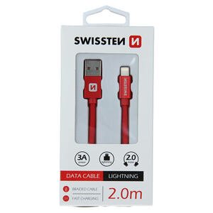 SWISSTEN datový kabel Textile USB / Lightning 2,0m barva Red 71523306