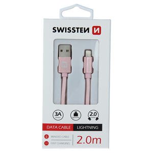 SWISSTEN datový kabel Textile USB / Lightning 2,0m barva Pink/Gold 71523305