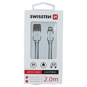 SWISSTEN datový kabel Textile USB / Lightning 2,0m barva Silver 71523303