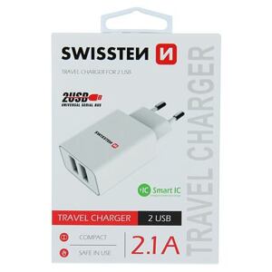 SWISSTEN TRAVEL CHARGER SMART IC WITH 2x USB 2,1A POWER WHITE 22034000