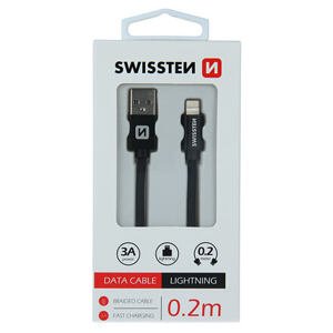 DATA CABLE SWISSTEN TEXTILE USB / LIGHTNING 0.2 M BLACK 71523101