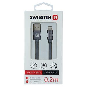 DATA CABLE SWISSTEN TEXTILE USB / LIGHTNING 0.2 M GREY 71523102