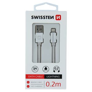 DATA CABLE SWISSTEN TEXTILE USB / LIGHTNING 0.2 M SILVER 71523103