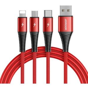Joyroom S-1230G4 3-in-1 Charging Cable Lightning+USB-C+MicroUSB 1.2m Red