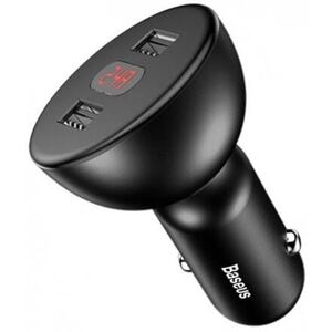Adaptér do auta Baseus 360° Dual Digital display, 2x USB černý (CCALL-YT01)