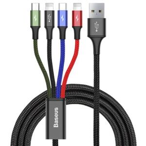 Baseus CA1T4-A01 Fast 4in1 Kabel 2x Lightning, USB-C, MicroUSB 3.5A 1.2m Black CA1T4-A01