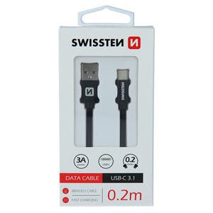 DATA CABLE SWISSTEN TEXTILE USB / USB-C 0.2 M BLACK 71521101
