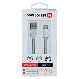 DATA CABLE SWISSTEN TEXTILE USB / USB-C 0.2 M SILVER 71521103