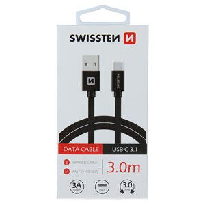 DATA CABLE SWISSTEN TEXTILE USB / USB-C 3.0 M BLACK 71527900