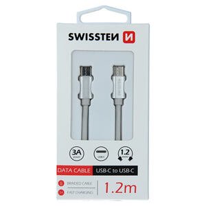 DATA CABLE SWISSTEN TEXTILE USB-C / USB-C 1.2 M SILVER 71527203