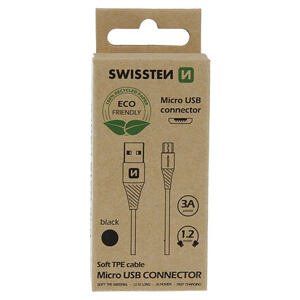 DATA CABLE SWISSTEN USB/MICRO USB BLACK 1,2M  (ECO PACK) 71504301ECO