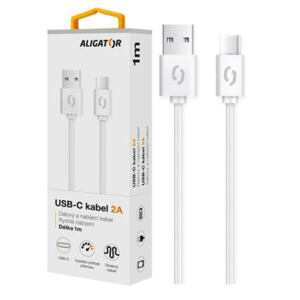 Datový kabel ALIGATOR 2A USB-C 1m, bílý