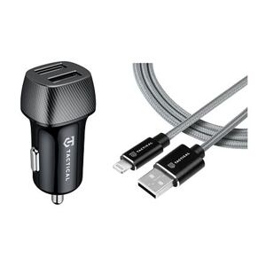 Tactical Field Plug Dual 12W + Tactical Fast Rope Aramid Cable USB-A/Lightning MFi 0.3m Grey SET1