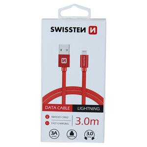 DATA CABLE SWISSTEN TEXTILE USB / LIGHTNING 3.0 M RED 71527601