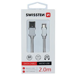 DATA CABLE SWISSTEN TEXTILE USB / MICRO USB 2.0 M SILVER 71522303
