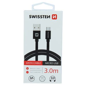 DATA CABLE SWISSTEN TEXTILE USB / MICRO USB 3.0 M BLACK 71527300