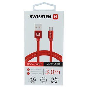 DATA CABLE SWISSTEN TEXTILE USB / MICRO USB 3.0 M RED 71527301