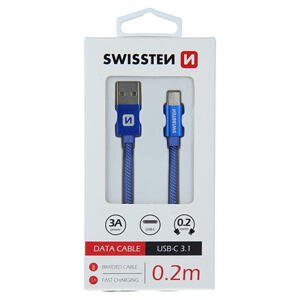 DATA CABLE SWISSTEN TEXTILE USB / USB-C 0.2 M BLUE 71521108