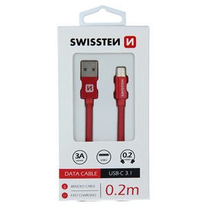 DATA CABLE SWISSTEN TEXTILE USB / USB-C 0.2 M RED 71521106