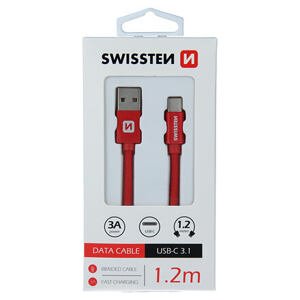 DATA CABLE SWISSTEN TEXTILE USB / USB-C 1.2 M RED 71521206