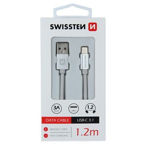 DATA CABLE SWISSTEN TEXTILE USB / USB-C 1.2 M SILVER 71521203