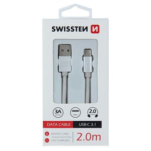 DATA CABLE SWISSTEN TEXTILE USB / USB-C 2.0 M SILVER 71521303