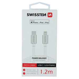 DATA CABLE SWISSTEN TEXTILE USB-C / LIGHTNING MFi 1.2 M SILVER 71526203