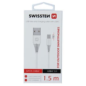 DATA CABLE SWISSTEN USB / USB-C 3.1 WHITE 1.5 M (9mm) 71504402