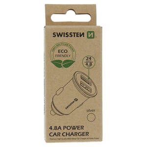 SWISSTEN CAR CHARGER 2x USB 4,8A METAL SILVER (ECO PACK) 20115100ECO