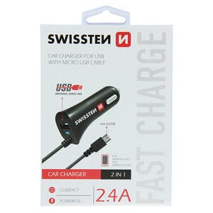 SWISSTEN CAR CHARGER MICRO USB AND USB 2,4A POWER 20111000