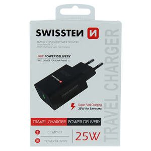 SWISSTEN TRAVEL CHARGER PD 25W FOR IPHONE AND SAMSUNG BLACK 22060400