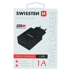 SWISSTEN TRAVEL CHARGER SMART IC WITH 1x USB 1A POWER BLACK 22035000