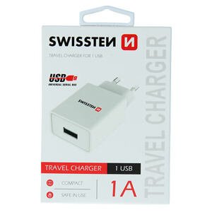 SWISSTEN TRAVEL CHARGER SMART IC WITH 1x USB 1A POWER WHITE 22036000