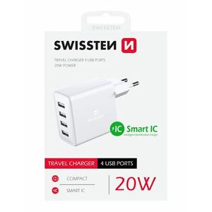 SWISSTEN TRAVEL CHARGER WITH 4x USB 4A 20W WHITE 22053100