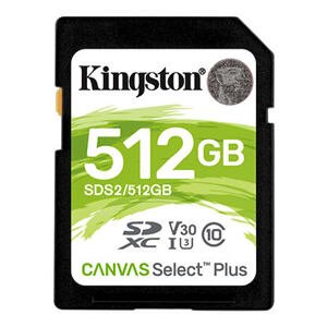 Kingston Canvas Select Plus U3/SDXC/512GB/100MBps/UHS-I U3 / Class 10 SDS2/512GB