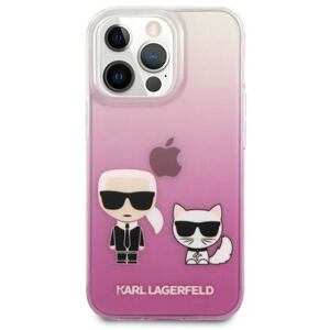 Karl Lagerfeld KLHCP13LCKTRP PC/TPU Ikonik Karl and Choupette Kryt pro iPhone 13 Pro Pink