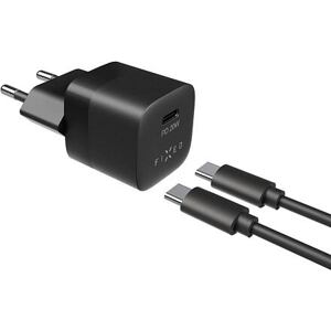 FIXED Mini USB-C Travel Charger 20W + USB-C/USB-C Cable, black FIXC20M-CC-BK