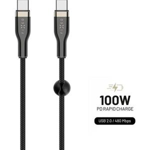 FIXED Braided Cable USB-C/USB-C, 0,5m, 100W, black FIXDB-CC05-BK