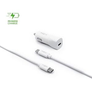 FIXED USB-C Car Charger 18W+ USB-C/USB-C Cable, white FIXCC18-CC-WH