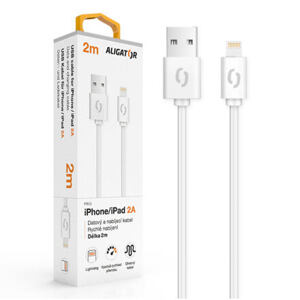 Datový kabel ALIGATOR 2A iPhone lightning 2m, bílý DAKA008