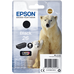 Epson Singlepack Black 26 Claria Premium Ink C13T26014012