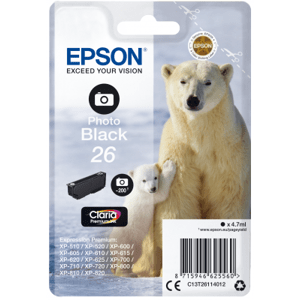 Epson Singlepack Photo Black 26 Claria Premium Ink C13T26114012