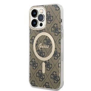 Guess IML 4G MagSafe Zadní Kryt pro iPhone 14 Pro Max Brown GUHMP14XH4STW
