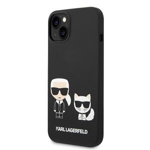 Karl Lagerfeld and Choupette Liquid Silicone Zadní Kryt pro iPhone 14 Plus Black KLHCP14MSSKCK