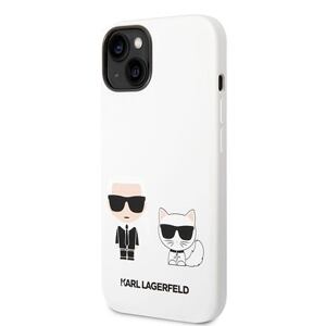 Karl Lagerfeld and Choupette Liquid Silicone Zadní Kryt pro iPhone 14 Plus White KLHCP14MSSKCW