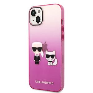 Karl Lagerfeld Gradient Karl and Choupette Zadní Kryt pro iPhone 14 Plus Pink KLHCP14MTGKCP