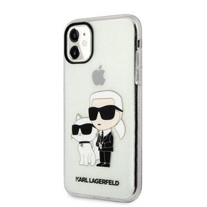 Karl Lagerfeld IML Glitter Karl and Choupette NFT Zadní Kryt pro iPhone 11 Transparent KLHCN61HNKCTGT