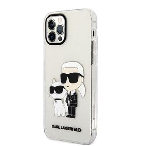 Karl Lagerfeld IML Glitter Karl and Choupette NFT Zadní Kryt pro iPhone 12/12 Pro Transparent KLHCP12MHNKCTGT