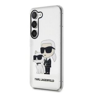 Karl Lagerfeld IML Glitter Karl and Choupette NFT Zadní Kryt pro Samsung Galaxy S23 Transparent KLHCS23SHNKCTGT