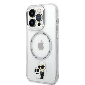 Karl Lagerfeld IML Karl and Choupette NFT MagSafe Zadní Kryt pro iPhone 13 Pro Transparent KLHMP13LHNKCIT